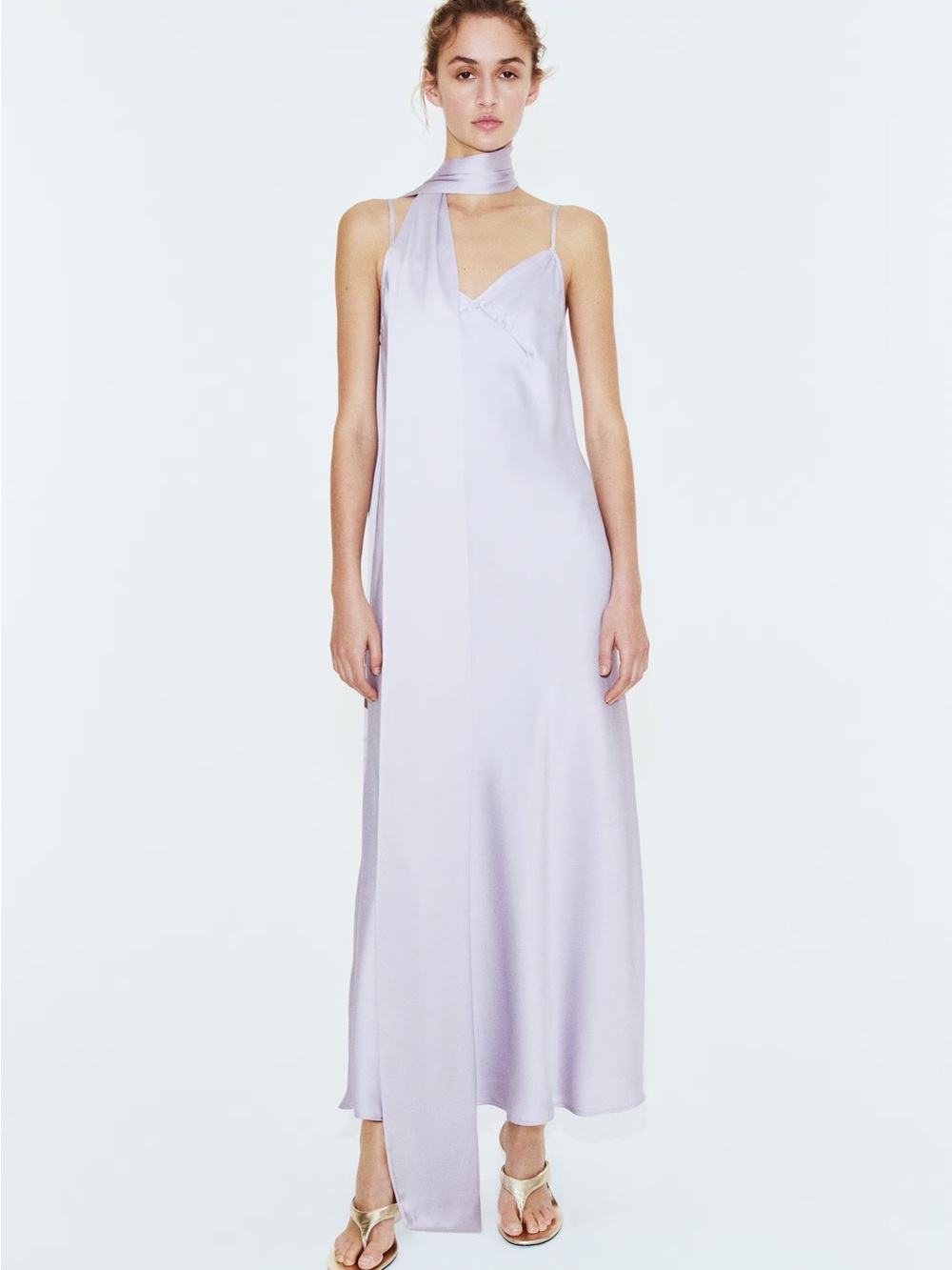 H&M Satin Slip dress with scarf NWT